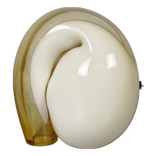 Italian Modern Yellow and Opaline Glass Table Lamp, 1970s For Sale