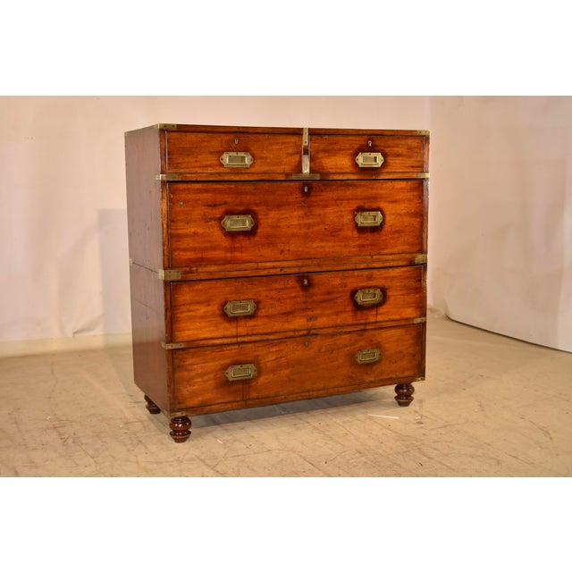 19th century mahogany campaign chest from England. This style of chest is so wonderful in its simplicity. It can be...