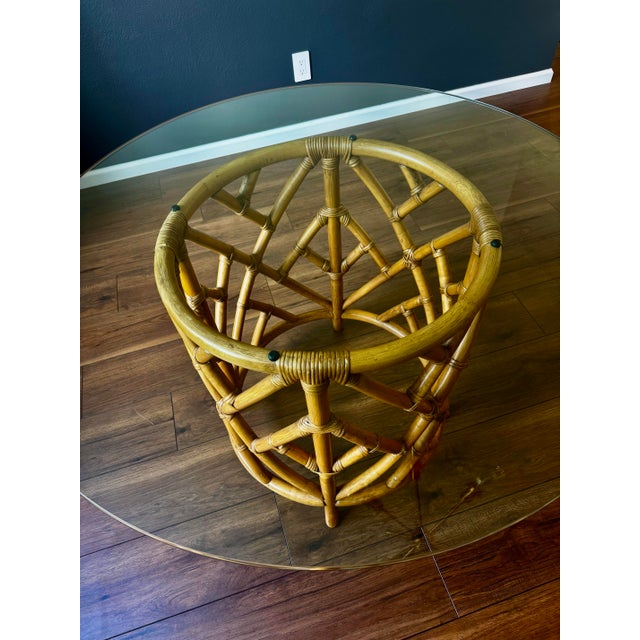 1970s Mid Century Ficks Reed Bamboo & Rattan Dining Table For Sale In Chicago - Image 6 of 10