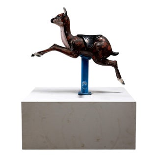 Mid-Century Playground Carousel Deer Sculpture with Patina, 1960s For Sale