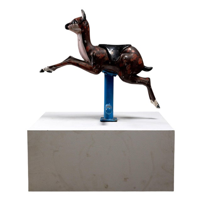 Mid-Century Playground Carousel Deer Sculpture with Patina, 1960s For Sale