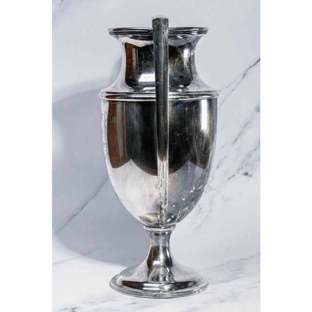 Nice Large Antique Double Handle Silverplate Trophy Medford Boat Club Massachusetts History Home Decor For Sale - Image 4 of 11