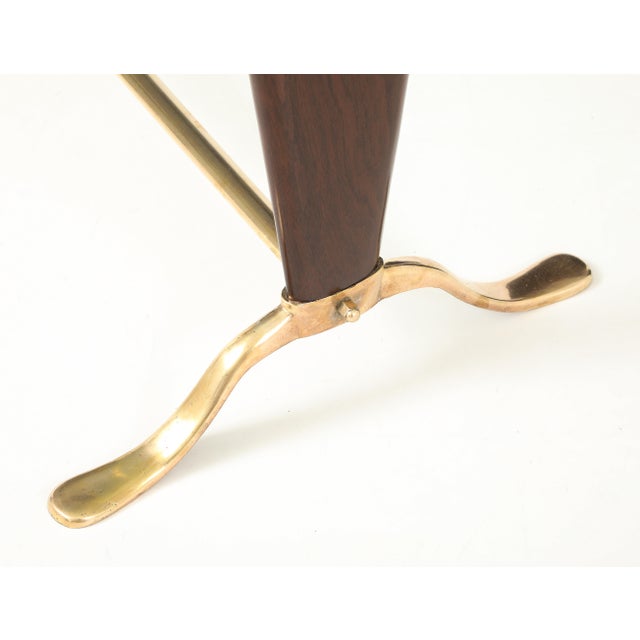 Paolo Buffa Style Brass and Walnut Coffee Table With Kidney Shape Glass Top For Sale In New York - Image 6 of 17