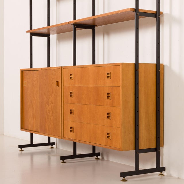 Mid-Century Scandinavian Oak Free-Standing Wall Unit, 1970s For Sale - Image 9 of 16
