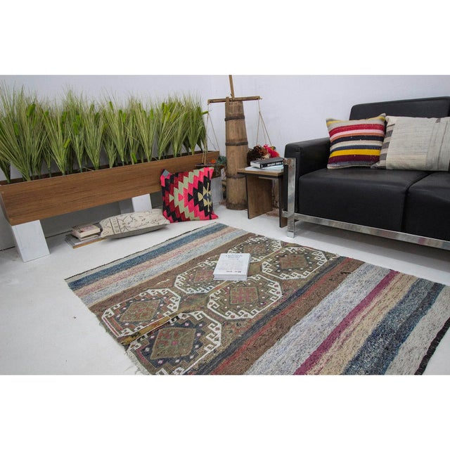 Mid 20th Century Vintage Kilim Rug For Sale - Image 5 of 6