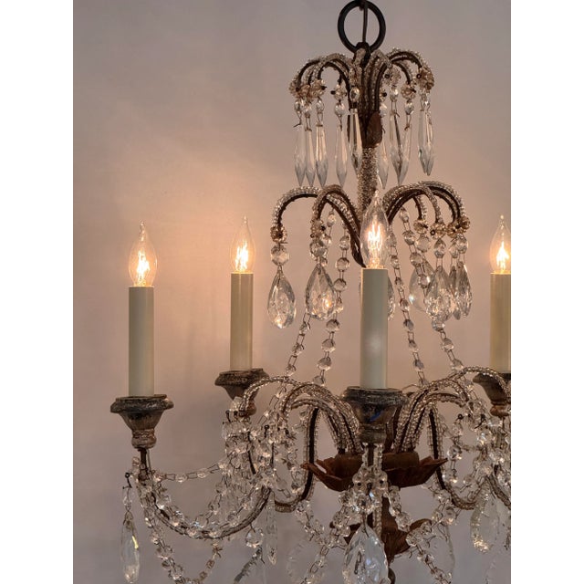 Italian Crystal Chandelier With Draped Beading For Sale - Image 9 of 9