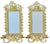Exceptional pair of ornate lacquered brass wall mirrors with integrated twin candelabra arms by celebrated American maker...