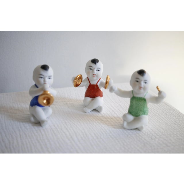 White Chinese Bisque Porcelain Piano Babies Musical Figurines- Set of 3 For Sale - Image 8 of 13