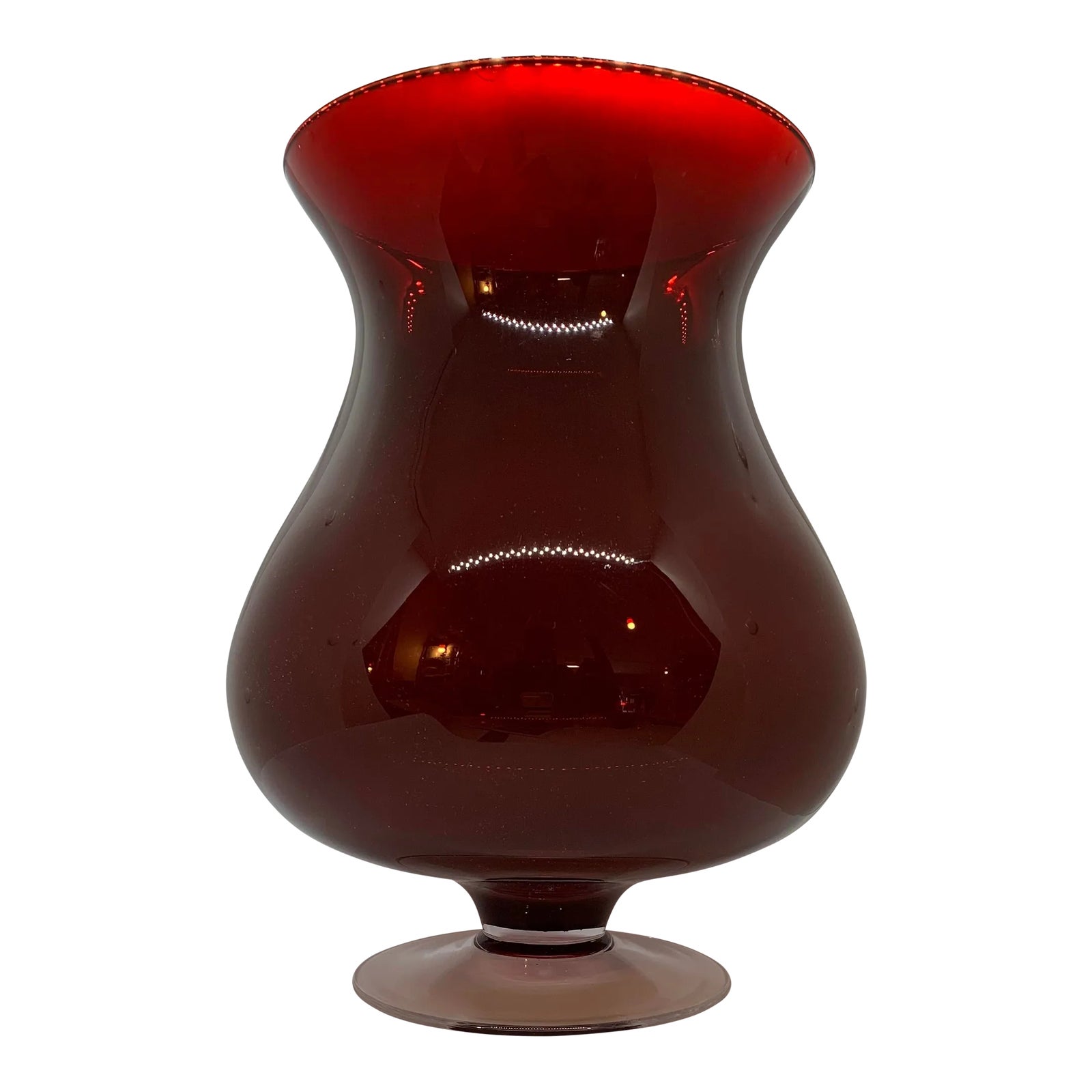 Large Mid-Century Ruby Red Vase | Chairish