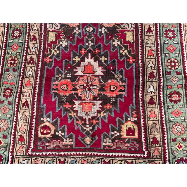 Antique Caucasian Akstafa Hand-Knotted Wool Rug - 4'6" X 4'2" For Sale - Image 6 of 10