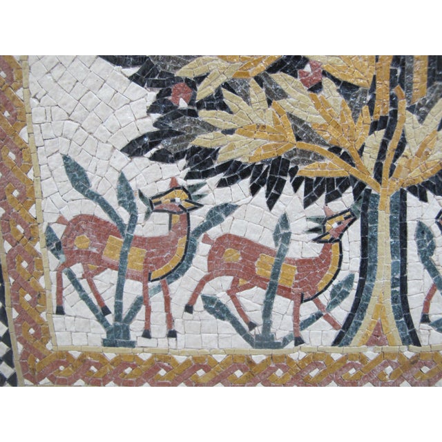 Early 20th Century Hisham's Palace Tree of Life Animals Mosaic Tile Wall Hanging For Sale - Image 5 of 8