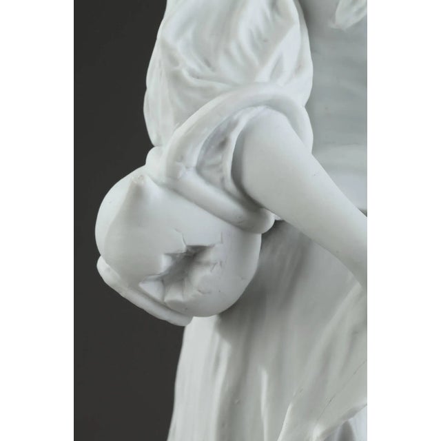 19th Century Biscuit Young Woman With Flowers Statuette For Sale - Image 6 of 18