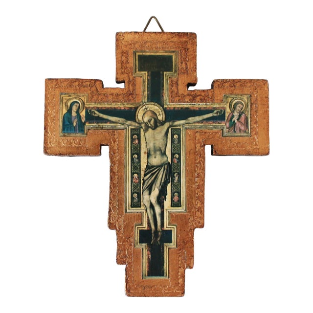 Italian Gold Leaf Wall Crucifix For Sale