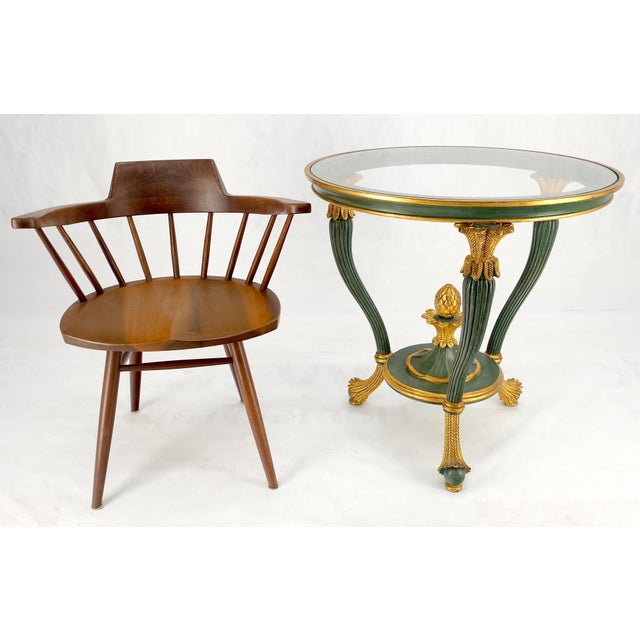 Italy Decorative Carved Painted 28" Round Glass Top Gueridon Lamp Center Table For Sale - Image 4 of 16