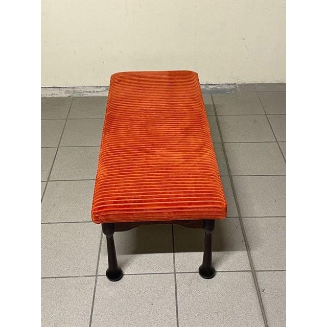 Bench in Stained Wood and Corduroy, 1960s For Sale - Image 12 of 13