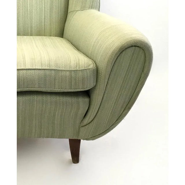 1950s Vintage Light Green Armchairs with Wooden Structure, Italy, 1950s, Set of 2 For Sale - Image 5 of 9