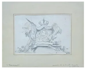 Guglielmo Innocenti, Esquisse Armoiries de la famille Royale de Hollande, Crayon on Paper