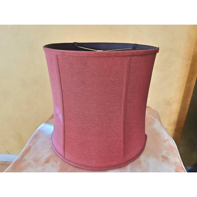 2000s Transitional Onion Shaped Metal Table Lamp in Chocolate Color With Watermelon Drum Shade For Sale - Image 11 of 12