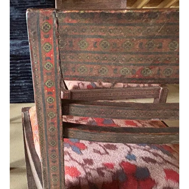 Mid-Century Modern Mid Century Anglo Indian Style Decoupage Wood Dining Chairs With Patterned Paper and Lacquered Overlay For Sale - Image 3 of 16