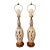 Pair of Vintage Mid-Century Modern Pierced Ceramic Table Lamps With White Lava Glaze and Walnut Bases For Sale