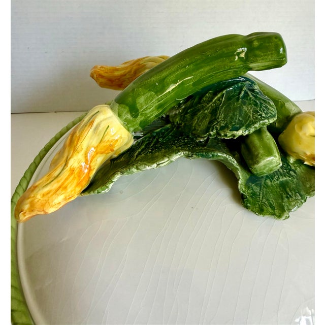 Late 20th Century Late 20th Century Italian Bassano Del Grappa Covered Vegetable Tureen With Sculptural Zucchini & Squash Blossom For Sale - Image 5 of 14