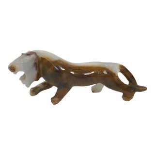 Vintage Carved Onyx Tiger Figure For Sale