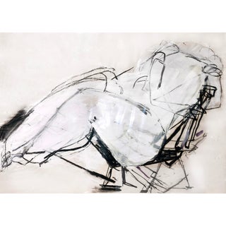 "Abstracted Seated Nude" Contemporary Figurative Charcoal Drawing by Bess Cutler For Sale