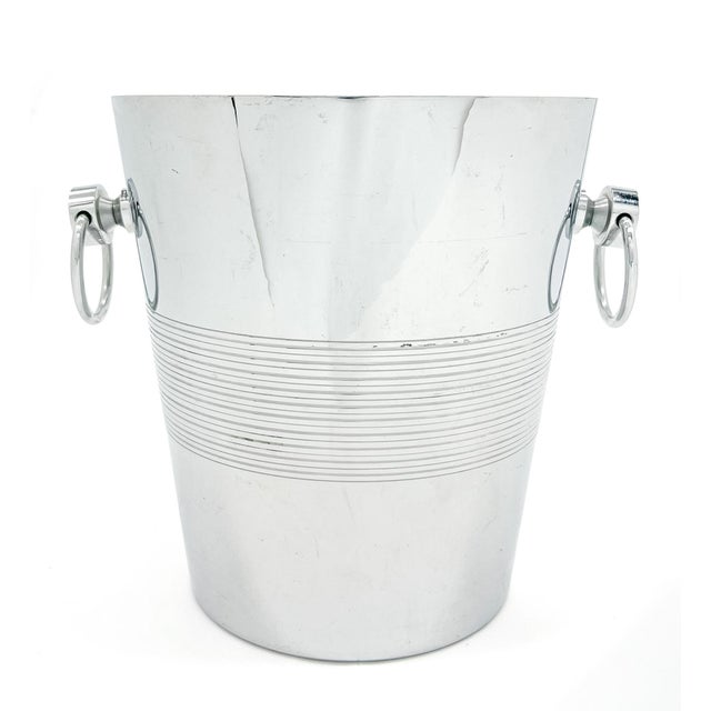 Metal Mid 20th Century Mid-Century Modern André Leroy French Chrome Champagne Bucket / Wine Cooler / Ice Bucket With Ring Handles For Sale - Image 7 of 11