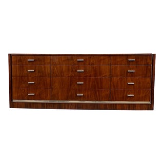 Vintage Mid Century Modern Jack Cartwright for Founders Walnut Lowboy 12 Drawer Dresser For Sale