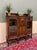 Antique English Jacobean Bookcase Bow Front Cabinet Triple Door Oak C1930s For Sale - Image 4 of 18