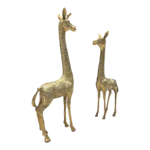 Fine Pair of Midcentury Brass Giraffe Sculptures