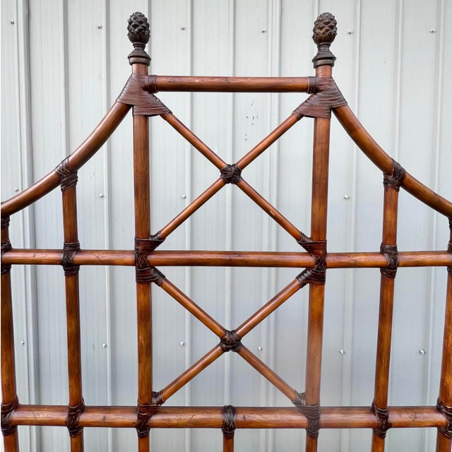 Hollywood Regency Hollywood Regency Pagoda Style Rattan Bed - Queen Size For Sale - Image 3 of 9
