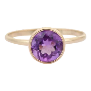 14k Gold Round Cut Amethyst Cocktail Ring Size 7