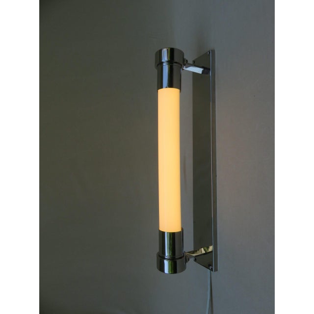 Bauhaus Machine Age Chrome-Plated Wall Lights with Festoon Bulbs, 1920s, Set of 2 For Sale - Image 4 of 16