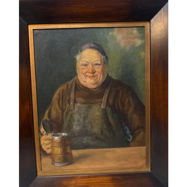 This vintage original realistic monk with stein oil painting on board is a unique and exquisitely painted piece of art....