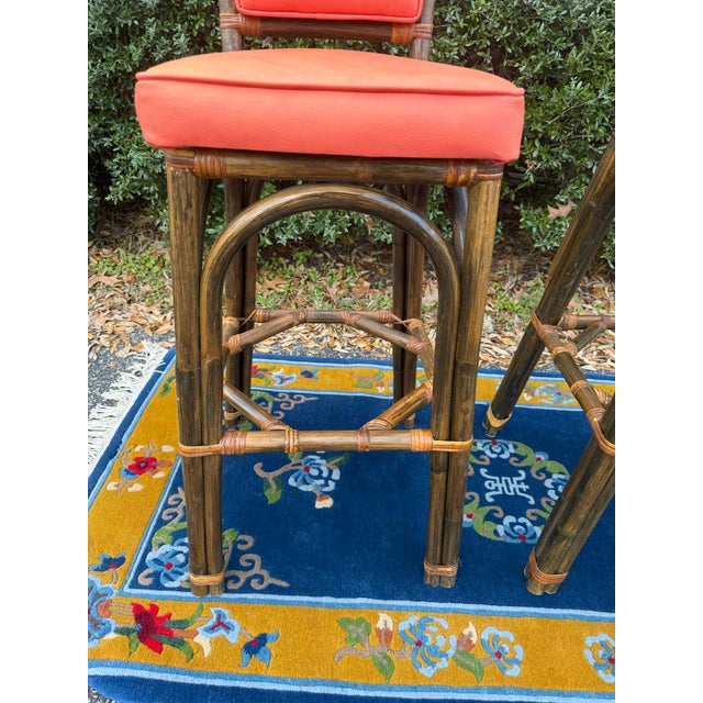 Paul Frankl 1960s Paul Frankl Style Bamboo Barstools - a Pair For Sale - Image 4 of 9