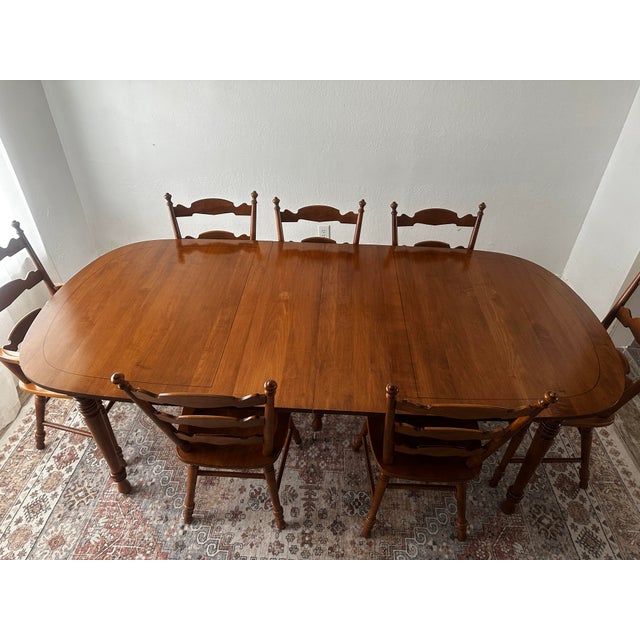 Authentic vintage Tell City Chair Company #48 Andover dining set crafted in solid maple. This complete set includes an...