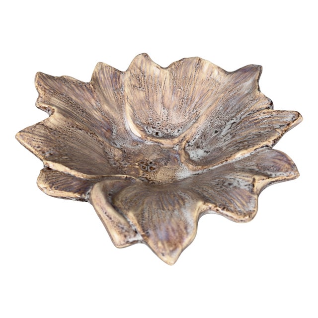 Vintage Ceramic Leaf Centerpiece Pocket Emptier from Vallauris Bonaudi For Sale