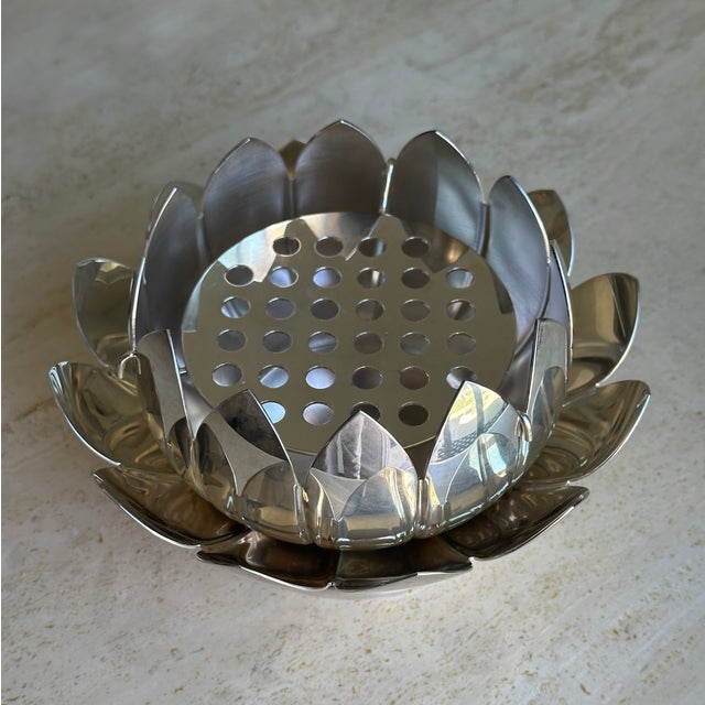 Late 20th Century Reed & Barton Silver Plate Lotus Flower Frog For Sale - Image 5 of 5