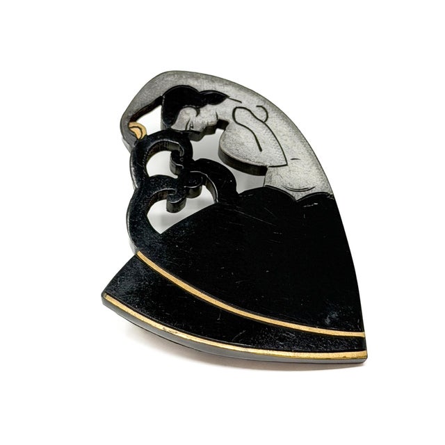 Vintage Art Deco Gilded Galalith Dancer Brooch by Auguste Bonaz, 1920s For Sale - Image 9 of 9