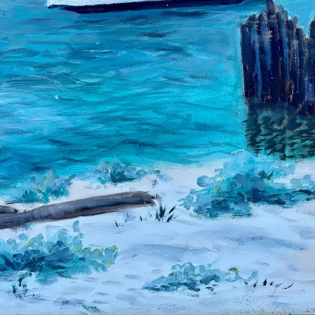 Blue Mid-Century San Diego Waterfront Oil Painting of Coronado Ferryboat, Signed & Framed For Sale - Image 8 of 10