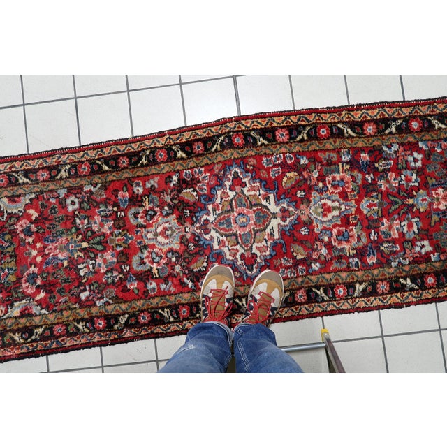 1920s 1920s, Antique Persian Hamadan Runner 2.5' X 10.3' For Sale - Image 5 of 12