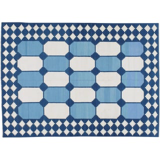 Vintage Indian Flatweave Dhurrie - 5' X 6'11" For Sale