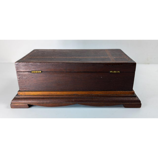 Wood Early 20th Century Folk Art Inlaid Wood Dresser Box With Alligator Surface For Sale - Image 7 of 14