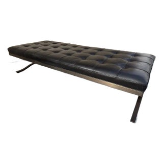 1960s Nicos Zographos Black Leather and Bronze Daybed Bench For Sale
