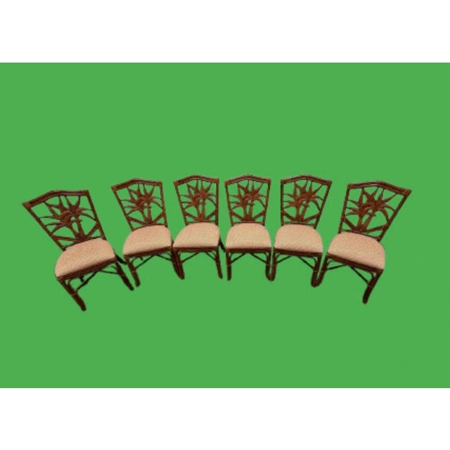 Vintage Tropical Style Bamboo & Wicker Chairs - Set of 6 For Sale In Miami - Image 6 of 7