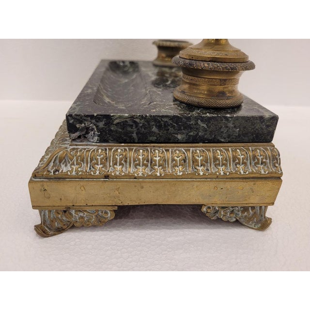 Napoleon III Desktop Set in Marble and Bronze, France, 1800s For Sale - Image 16 of 18