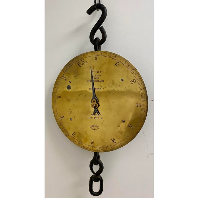 Antique Brass Salter Spring Balance Scale Model 85 T With 112 Lb Capacity Made in England - Circa 1900 For Sale - Image 12 of 12
