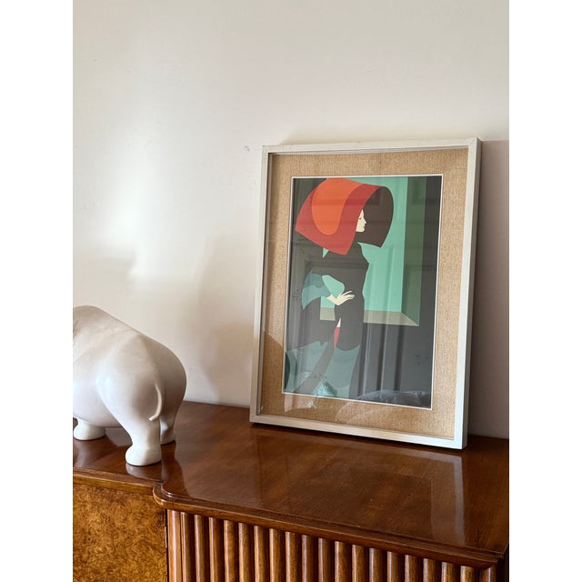 Green Amleto Dalla Costa, Original Serigraph Framed, Milan Italy 1980s For Sale - Image 8 of 10