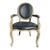 Black Leather Balloon-Back French Armchair For Sale